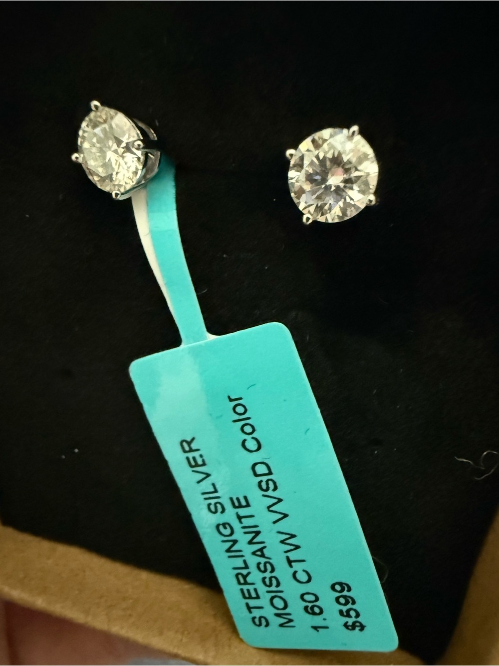 Solid 925 Sterling Silver Moissanite Stud Earrings